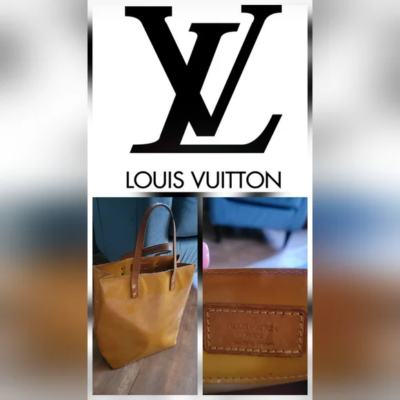 Louis Vuitton VERNIS Mustard Patent Leather Tote with Brown Handles - Picture 3 of 13